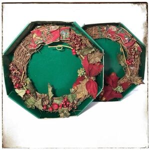 🎄 2x Wreath 12” Christmas Holiday K-Mart Vintage (phlox)